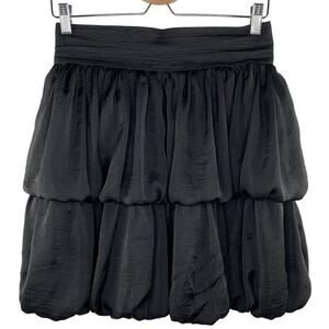 French Atmosphere Sz 8 Y2K Black Tiered Elastic Ruffle Short Mini Bubble Skirt
